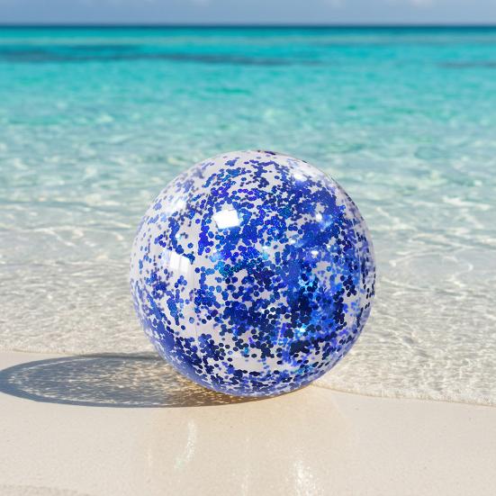 16/24-Zoll Aufblasbarer Glitzer-Strandball Auslaufsichere Klare Bälle mit Konfetti-Pailletten Kinder Erwachsene Sommer Strand Schwimmbad Party Spielzeug