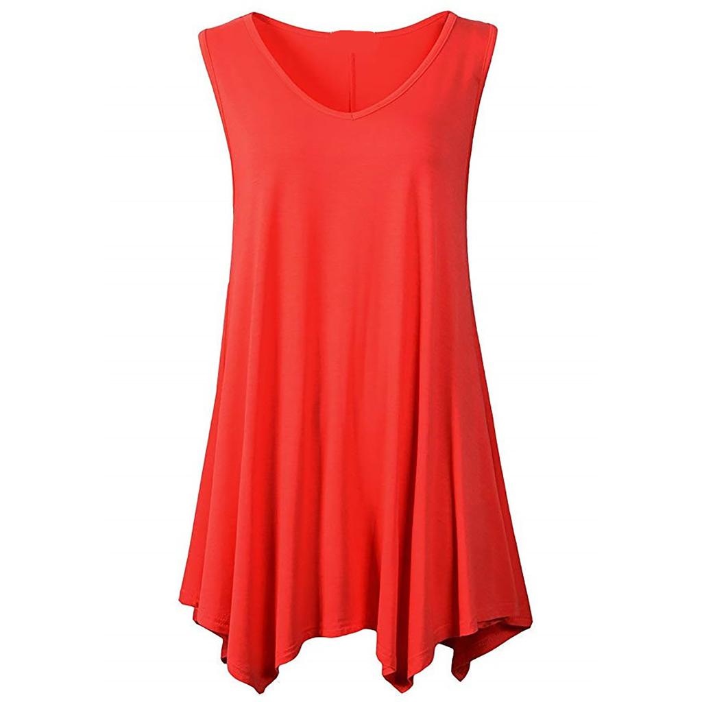 Plus Size Women Sleeveless Tunic Top Casual Loose Fit Swing Tank Blouse Soft Stretchy Fabric Summer Shirt