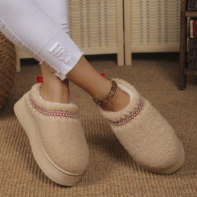 Thick-soled Lamb Wool Ethnic Wind Snow Shoes Women's 2024 Autumn and Winter New Bag Head Outer Wear Velvet Thermal Cotton Shoes