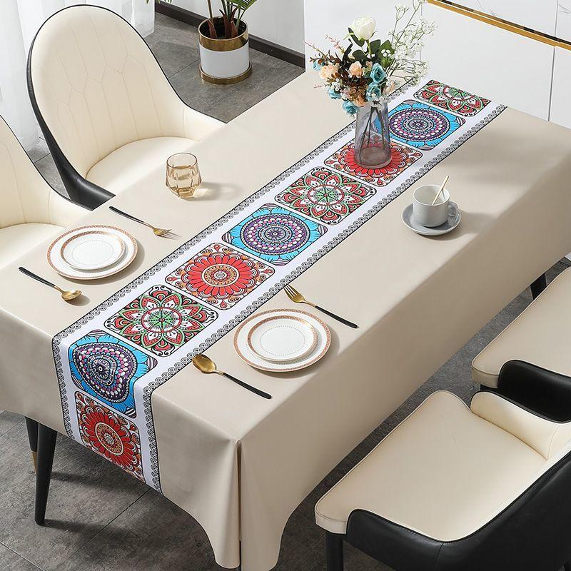 

No-wash, oil-proof, and waterproof tablecloth, coffee table cloth, dining table cloth, PVC tablecloth for home use 90x150cm слонова кістка