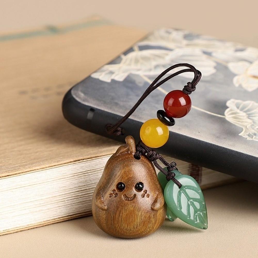 Cartoon Bag Pendant Sandalwood Chinese Style Key Ring Creative Wood Phone Chain Unisex