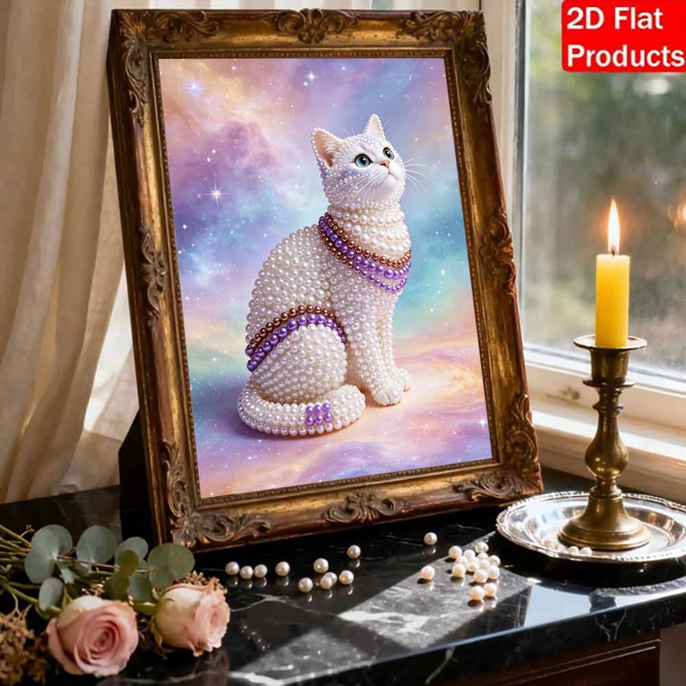 5D Pearl Kit Pearl Cat Design DIY Enamel Art for Living Room Bedroom Wall Decoration Handmade Gift