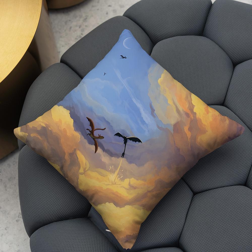 F-Fourth W-Wing Dragon Cushion Cover Reversible Plush Pillow Cover – For car, sofa, bedroom, perfect as a gift.