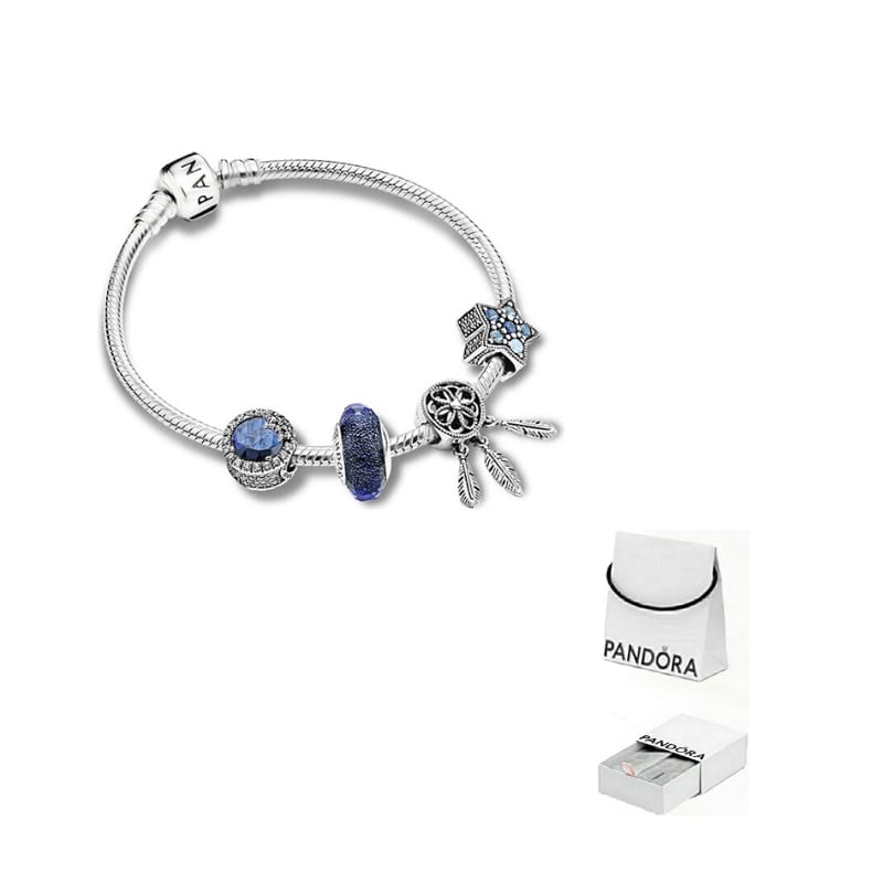 Pandora 925 Sterling Silver Bracelets Set Women's Multicolor B801375
