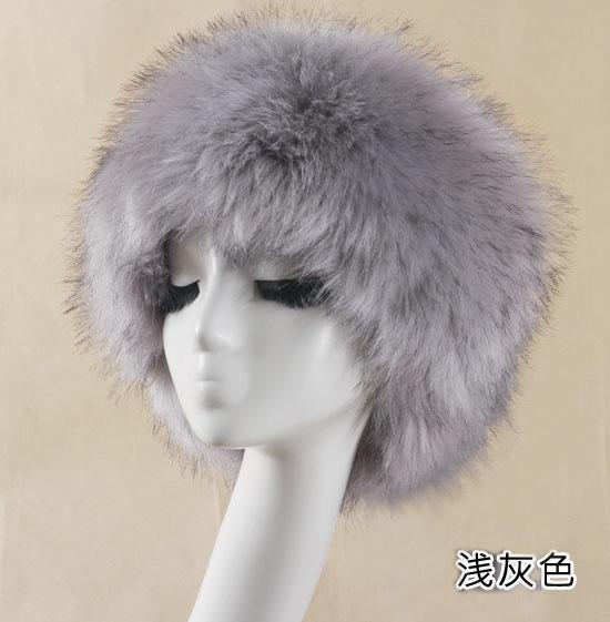 Imitation fox fur round flat top imitation fur hat thickened autumn and winter fluff Russian Mongolian hat thermal ear protection hat