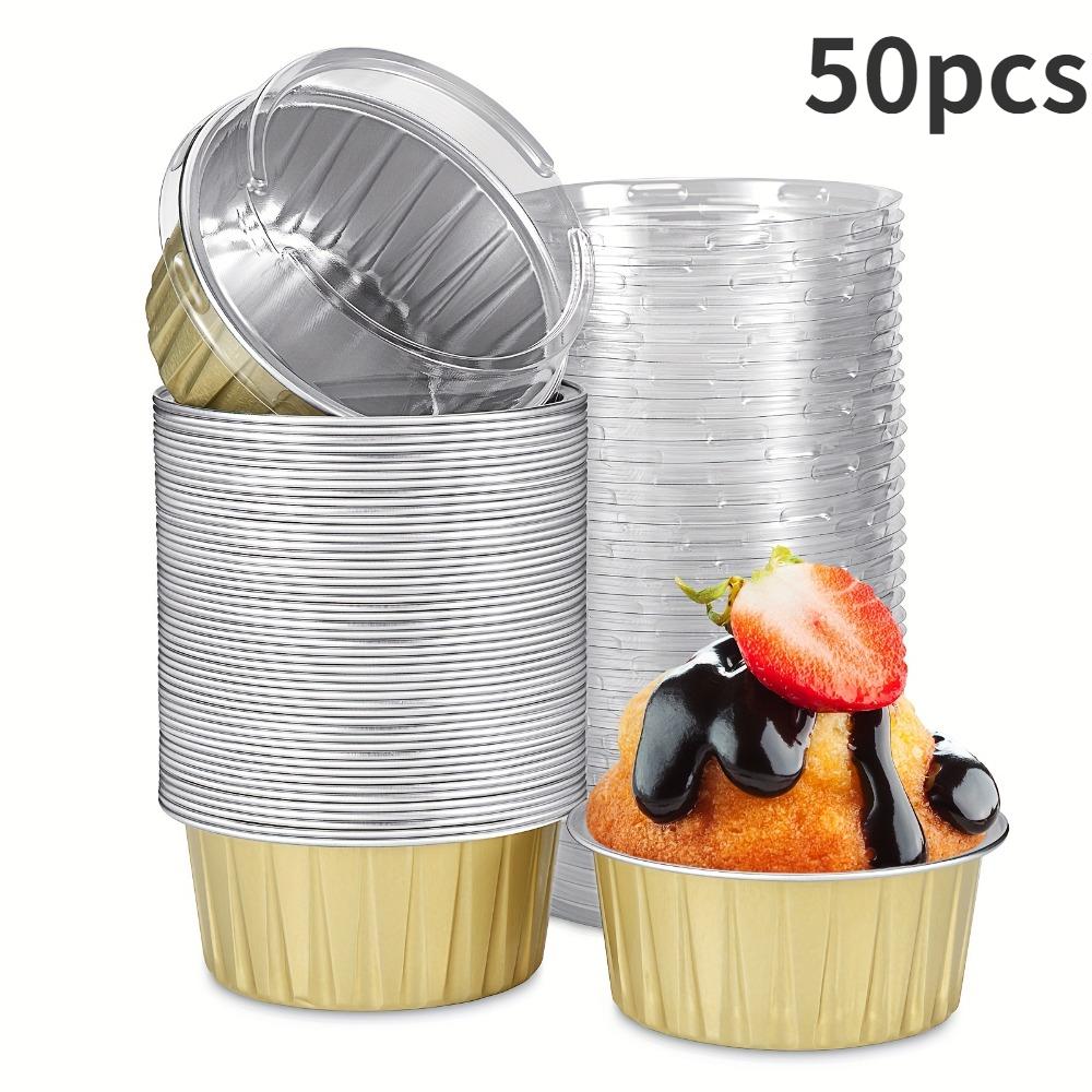 Disposable Aluminum Foil Tart Pans with Lids Mini Pie and Cupcake Baking Molds for Oven Freezer Takeout Kitchen Supplies
