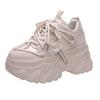 Fashion New Women Platform Sneakers Spring Autumn 8cm Chunky High Heels Bling Red Ladies Wedges Casual Dad Shoes Leather Sports Sneakers