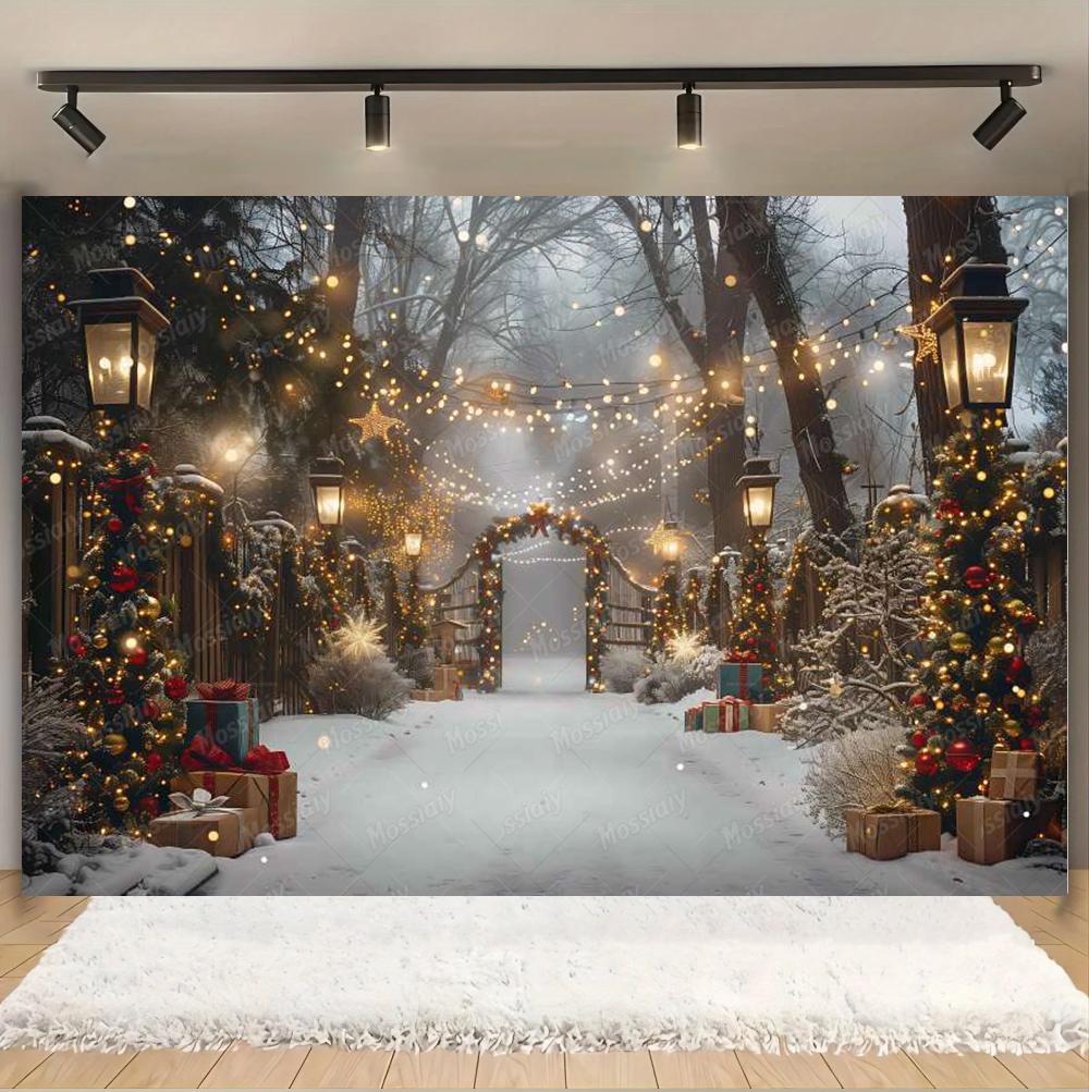Weihnachts-Hintergrund Fotografie Winter Schnee Weihnachtsbaum Dekoration Neujahrsparty Erwachsene Kinder Foto Hintergründe Banner Requisiten