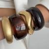 IngeSight.Z 4 Stile Vintage Unregelmäßige Harz Breite Klobige Armreifen für Frauen Punk Geometrisch Welle Metall Stapelbare Armbänder Schmuck