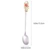 Stainless Steel Coffee Spoon Enamel Floral Handle Mirror Surface Ergonomic Thick Material Dessert Scoop Stirring Spoon Kitchen