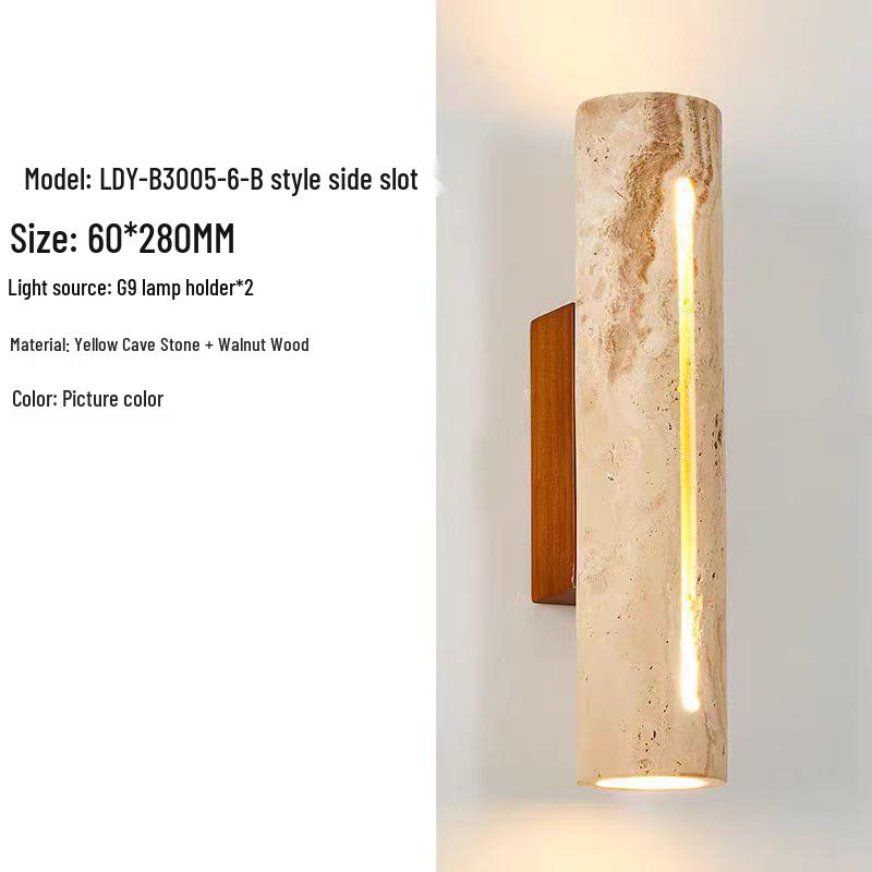 Wabi-sabi Style Yellow Travertine Wall Lamp for Bedroom, Courtyard, or Balcony - Waterproof Outdoor Light.