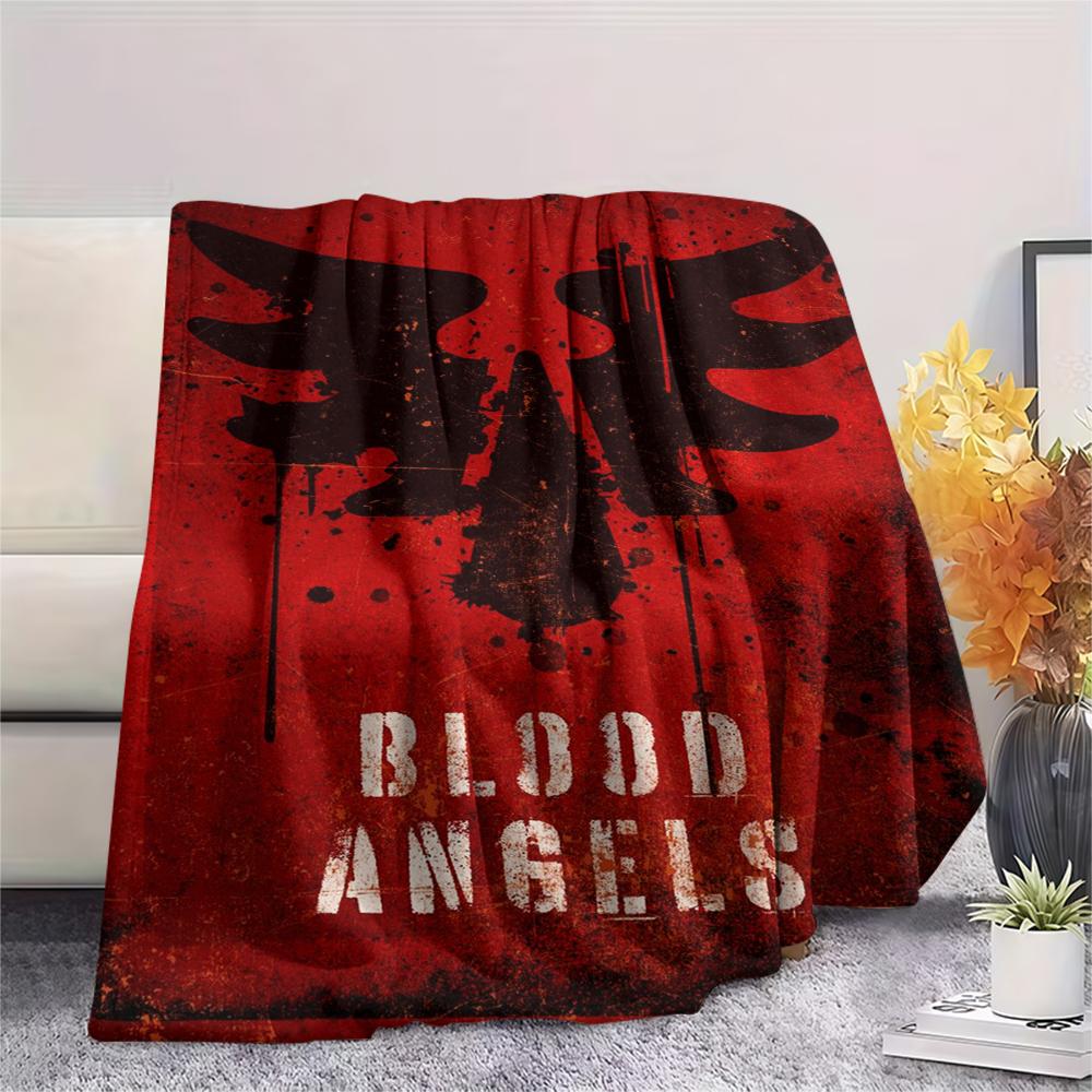 1Pc Blood Angels Cool Print Flannel Blanket, High Quality Comfortable for All Seasons, Home Decor, Warmth and Comfort, Perfect for Christmas Gifts 09