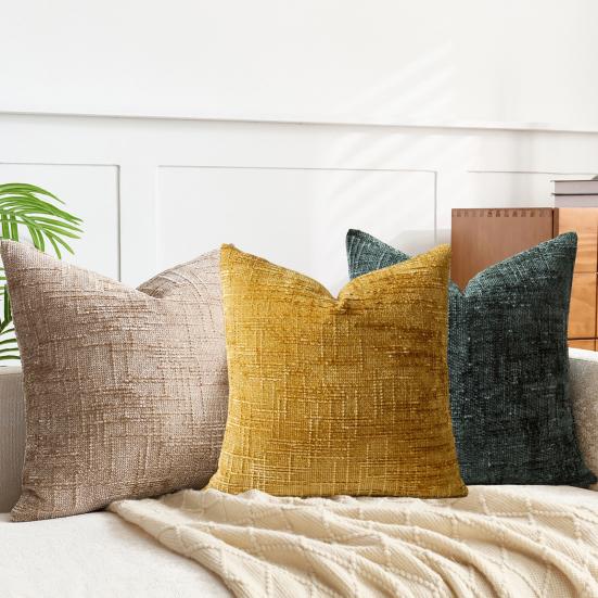 Textured Pillow Cover 18" x 18" Solid Color Throw Pillow Cover Decorative Pillow Case with Hidden Zipper for Couch Sofa Car Travel
