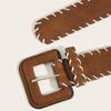 Harajuku Vintage Wide Belt Retro Western Cowboy Belt Casual PU Leather Waistband  Lady