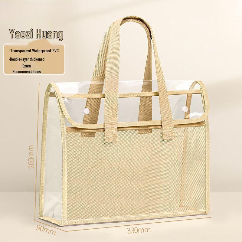 A4 Thickened Transparent Waterproof Student File & Book Storage Bag