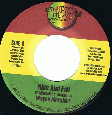

7-дюймовая пластинка WAYNE MARSHALL - Rise And Fall NONE Tropical Heat P 2004 Ямайка Регги, Ска и Даб Б/У