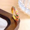 Bohemian-Style Colorful Enamel Flower Rings Classic Gold Plated Ring  Female