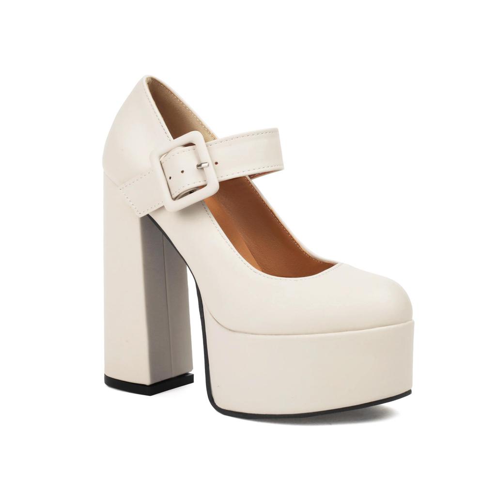 Zapatos de Tacón Alto Mary Jane con Hebilla Cuadrada de Plataforma 2026 - Zapatos de Escenario de Tacón Grueso con Correa Única para Mujer