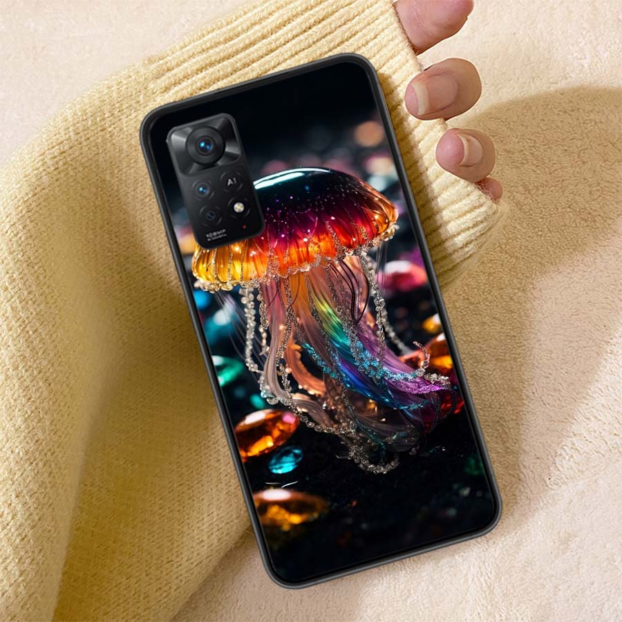 Magic Jellyfish Phone Case For Redmi Note 13 14 15 Pro Plus 12 13C 12C 15C 9 10 10C 9T 9C 9A TPU Soft Cover Clear Cell Cases Sho