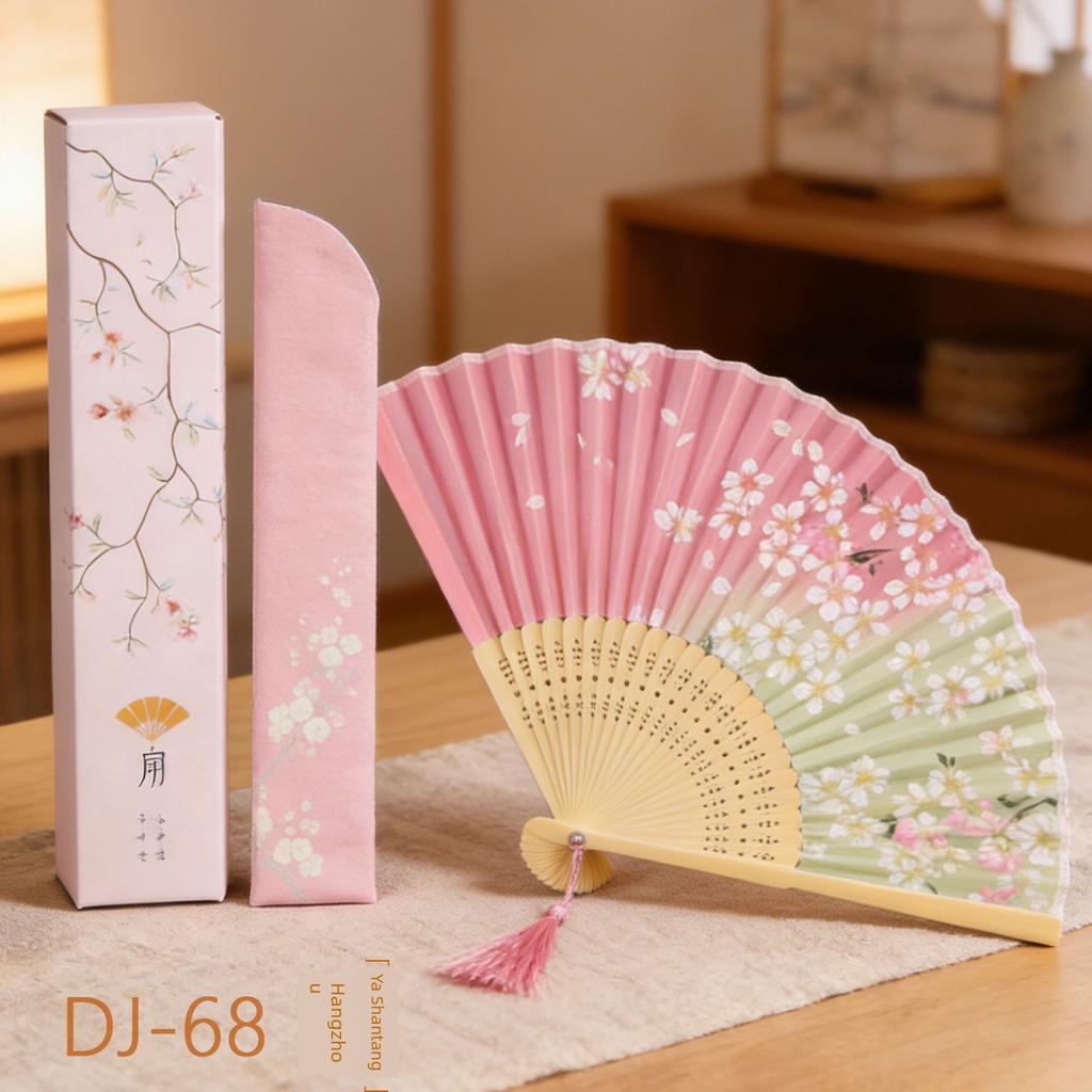 Elegant Fan Hall Retro Style Folding Fan Female Summer Japanese Style Portable Portable Tassel Small Folding Fan Chinese Style Han Costume Fan