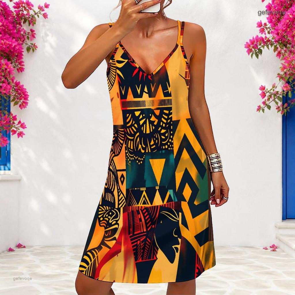 Women Plus Size V Neck Double Straps Sleeveless Printed Iridescent Blue Mini Dress