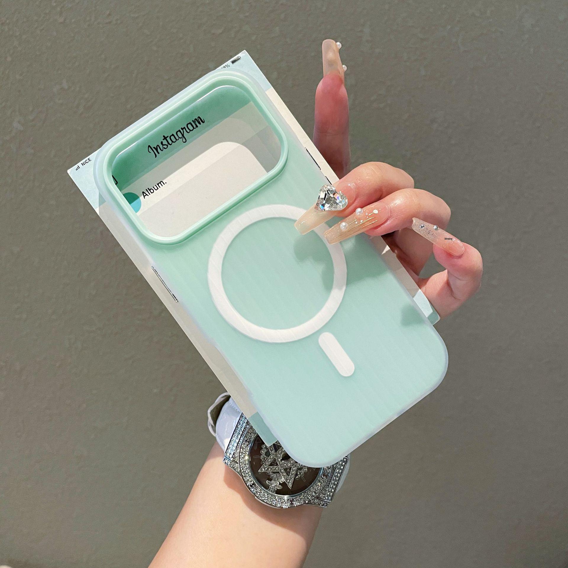 2-in-1 Magnetic Frosted Protective Case for iPhone 17/16/15 Pro Max iPhone 16 циан