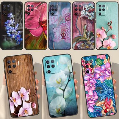 Farebný obal s kvetmi orchidey pre OPPO A74 A94 A54 A1K A15 A16 A52 A72 A83 A91 A93 A53S A5 A9 A31 A53 2020 Kryt