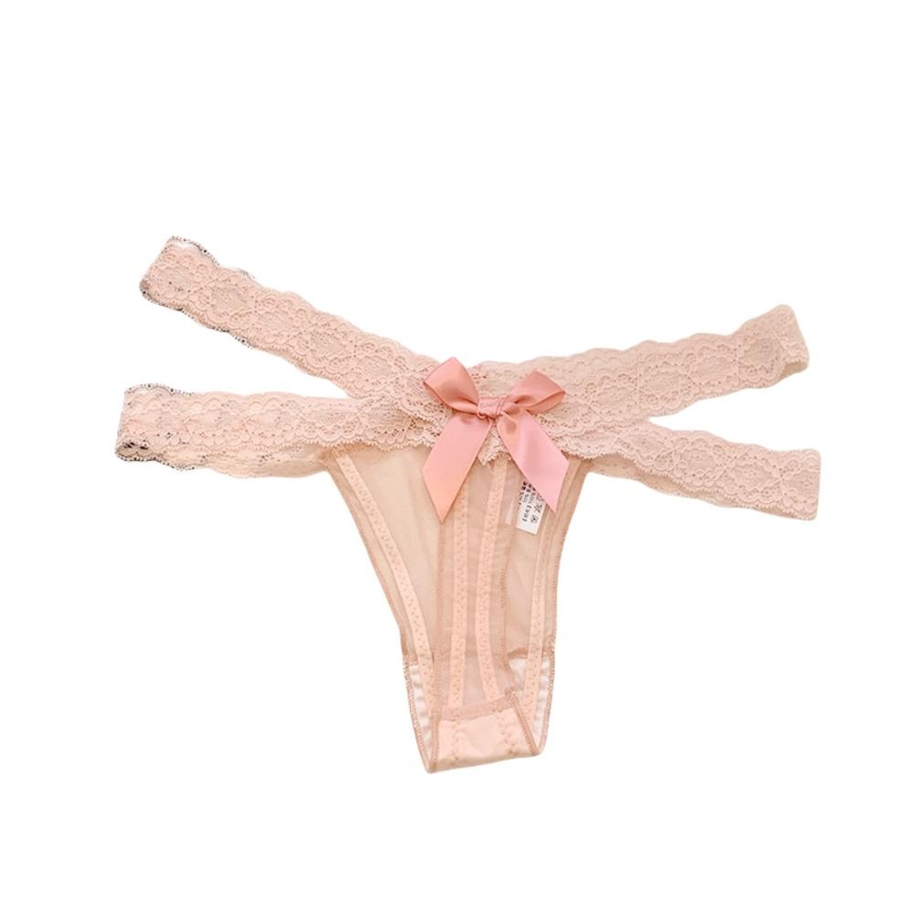 Cotton Crotch Lace Strap Panties Low Waist See Through Briefs Fashion Lace Mesh Thongs  Daily