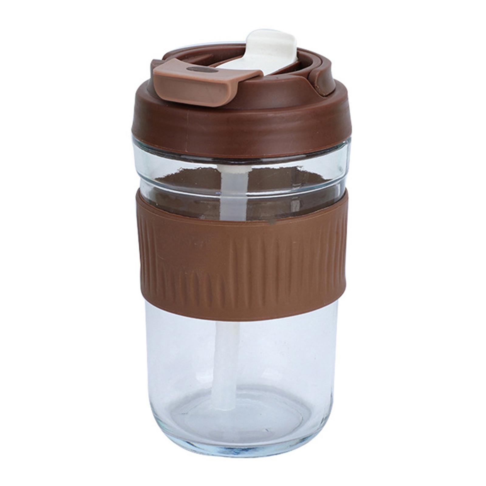 

400 мл/500 мл Стеклянная бутылка для воды Прозрачная чашка для молока и сока Портативная для улицы Герметичная Посуда для питья Чай Вода Стеклянная бутылка Посуда для питья Short cup хаки