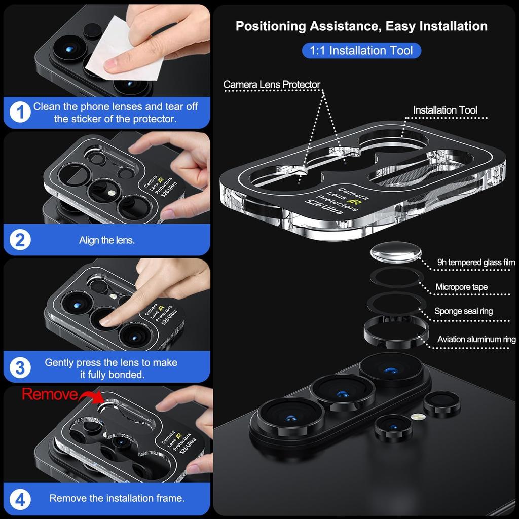 Camera Lens Protector for Samsung Galaxy S26 Ultra S25 Plus S24 Fe S23 A56 5G A36 A26 A16 A55 A35 A15 A25 A54 A14 A34