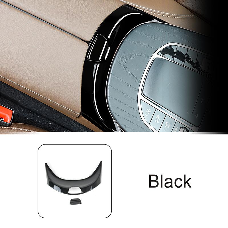 For Mercedes Benz E Class W213 2017- Car Console Armrest Box Button Frame Cover Sticker Carbon Fiber Color Interior Decals
