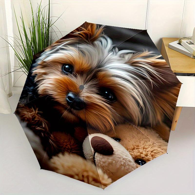 

Dog,Teddy Bear Automatic Folding Umbrella 8 Ribs Lightweight Design, Durable Iron Frame, Compact and Portable, Ideal Birthday or Christmas