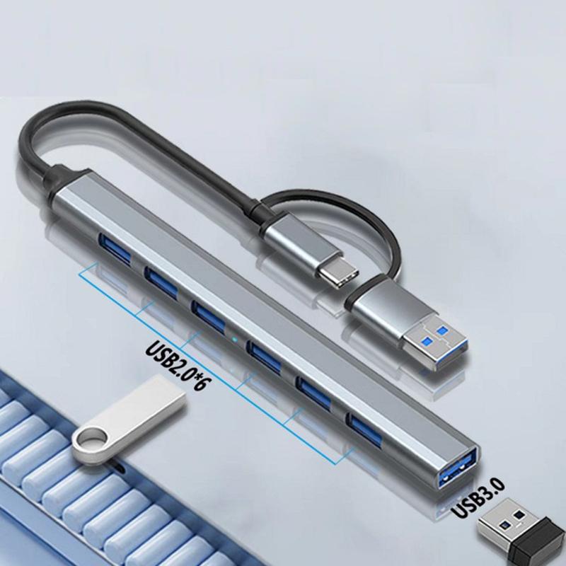 7 Ports USB 3.0 HUB Type C Extender USB Cable Splitter for Tablet Keyboard Mouse USB Disk Aluminum Phone USB Extend Adapter