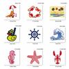 10pcs /Lots Cartoon Summer Surf Style Embroidered Fruit Drinks Patch Iron On Patches For Clothing Lobster Turtle Starfish Sew Diy 