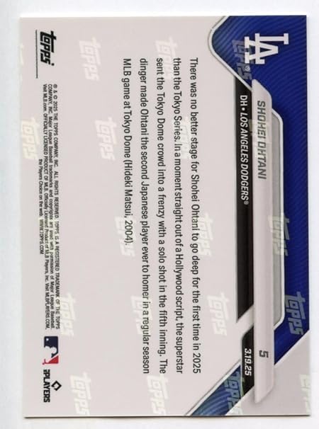 Topps now 5 Shohei Ohtani 2025 1st HR Tokyo Series Dodgers