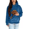 Unisex Fashion Casual Solid Color Long Sleeve Hooded Sweatshirt with Pet Pocket