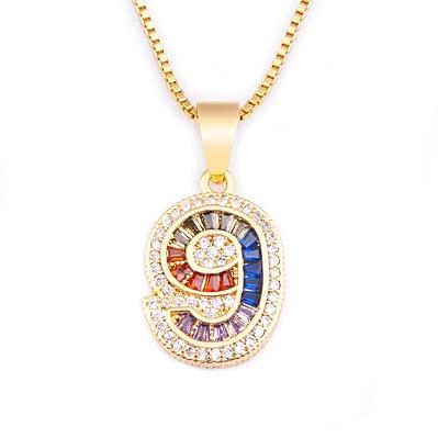Nidin Top Quality Sparkling Cubic Zirconia 0 1 2 3 4 5 6 7 8 9 Lucky Number Pendant Necklace for Women Friends Birthday Jewelry