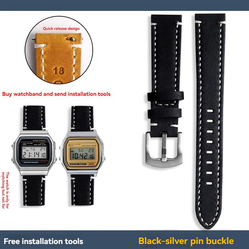 

18 мм Ретро ремешок для часов Casio AE1200 A158W/A168/f91w/AE-1200WHD/A159/W-218 Винтажный ремешок из натуральной кожи коровы Быстросъемный 18mm