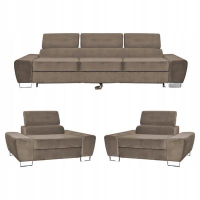 Bosso Living Room Furniture Set Sofa 3-seater Armchairs Brown Family Furniture
