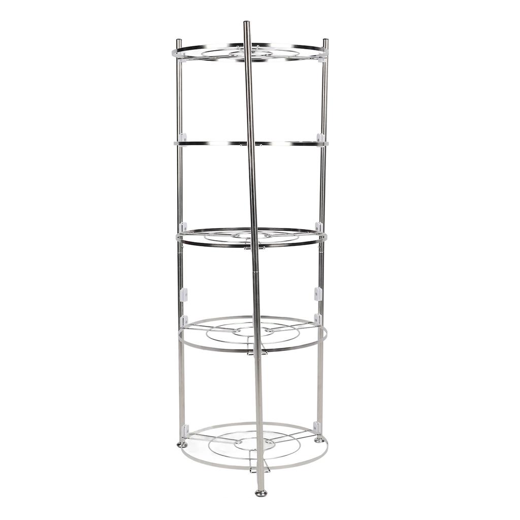 5 Tier Kitchen Pot Rack Stainless Steel Cookware Stand Storage Organizer Multi Layer Corner Shelf
