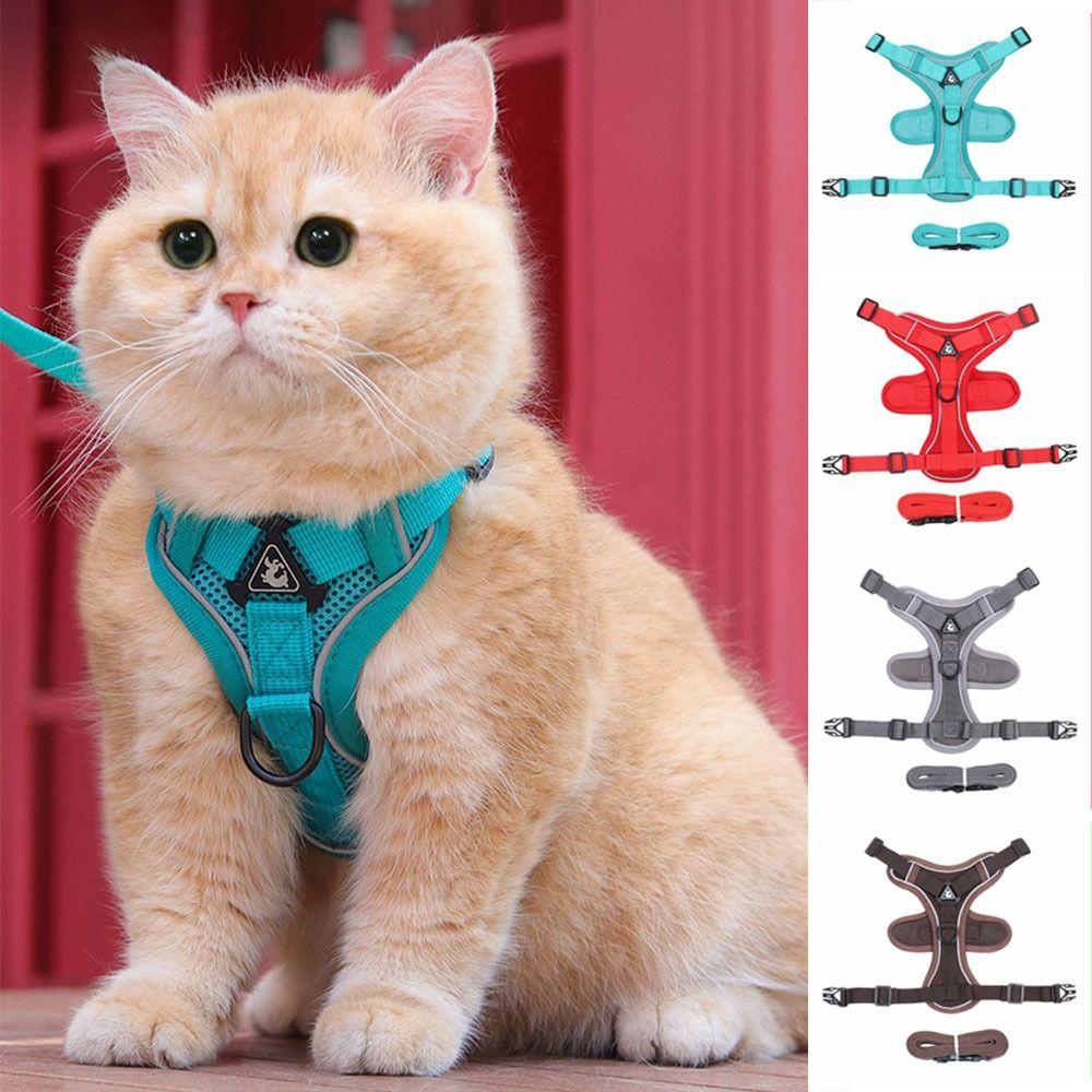 Reflective Trim Cat Harness Leash Set Vest Style Reflective Cat Harness Pets Supplies