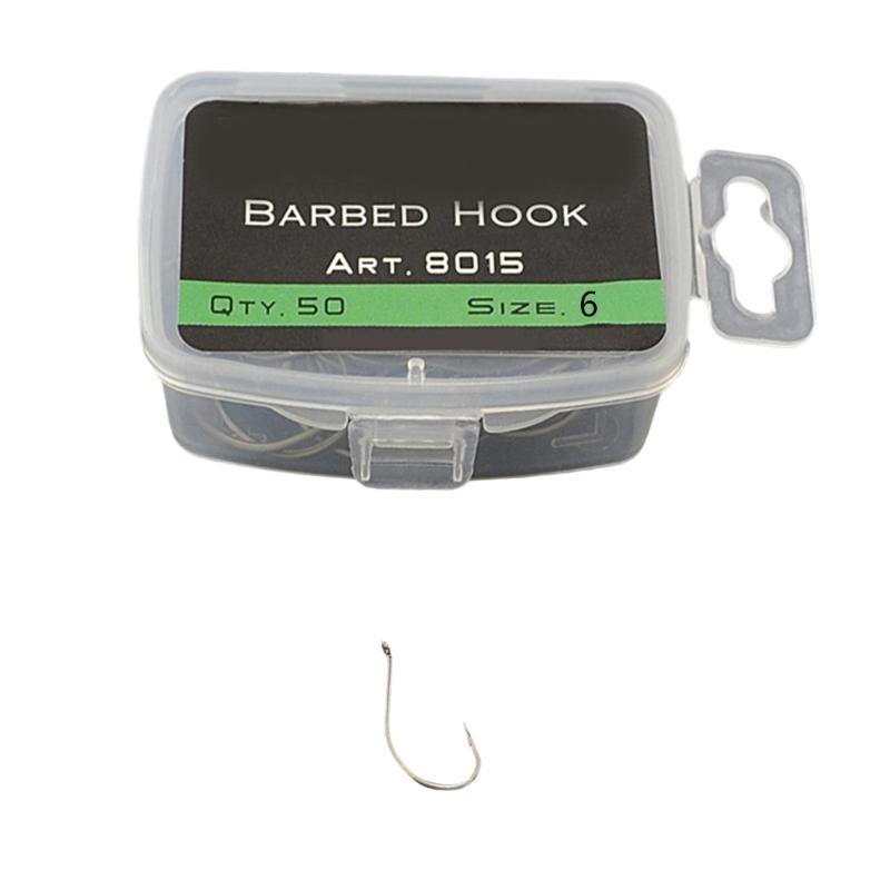 50 шт. Рыболовный крючок с зазубринами и ушком Высокоуглеродистая нержавеющая сталь Рыболовный крючок для рыболовных снастей Ржавеющий одинарный крючок