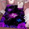 3D Purple Butterfly Flower Print Carpet New Release! Rug for Living Rooms Bedrooms, Office Areas, Durable Machine Washable Mat