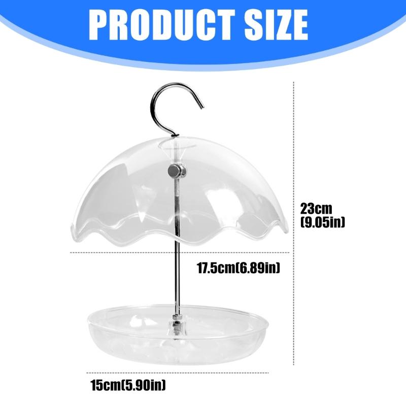 Bird Feeder with Metal Hanging Hook Waterproof Windproof Plastic Bird Waterer For Backyard Patios Balcony and Garden