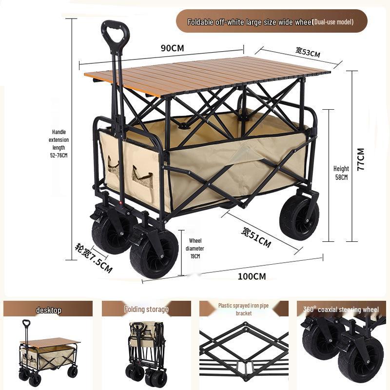Portable Foldable Camping Trolley for Outdoor Picnics and Outings