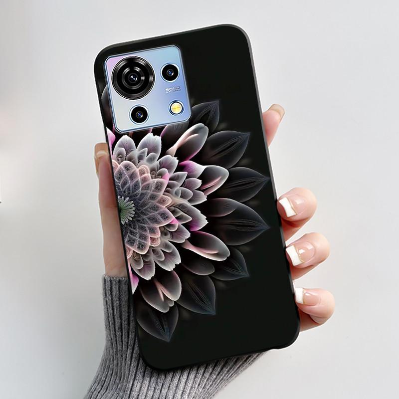 For ZTE Blade V50 Vita Case Black TPU Silicone Luxury Cute Cool Flower Phone Cases for Blade V 50 Vita V50Vita Bumper Soft Cover