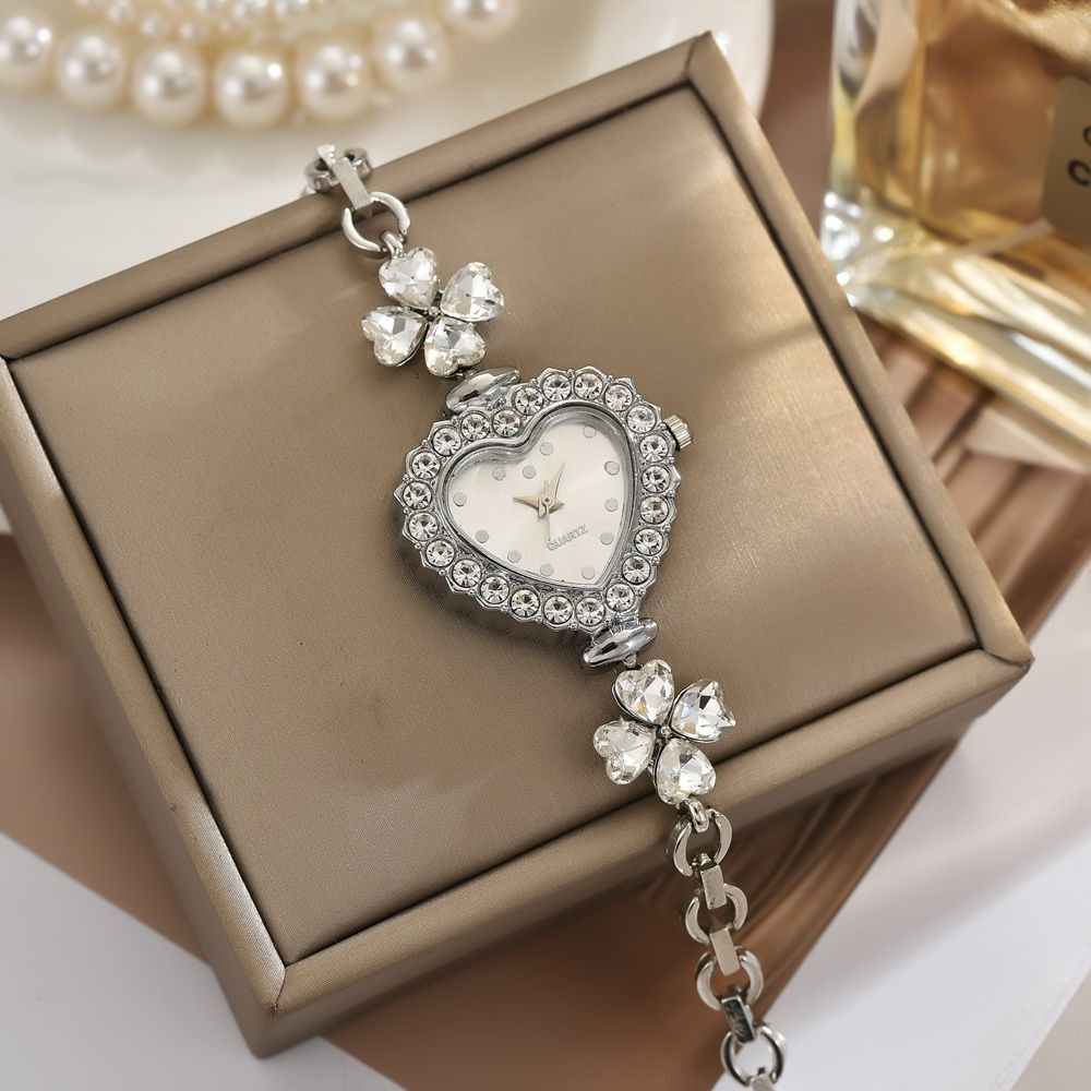 with Adjustable Bracelet Heart Shaped Watch Diamond Studded Watch Strap Wrist Decoration  Gift