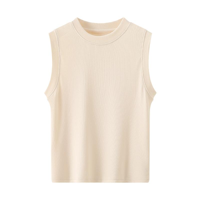 8706 Wide Shoulder Small Camisole Undershirt Female Inside Out Spring and Summer Ladies Black and White Outside Wear Round Neck Bottoming Tops