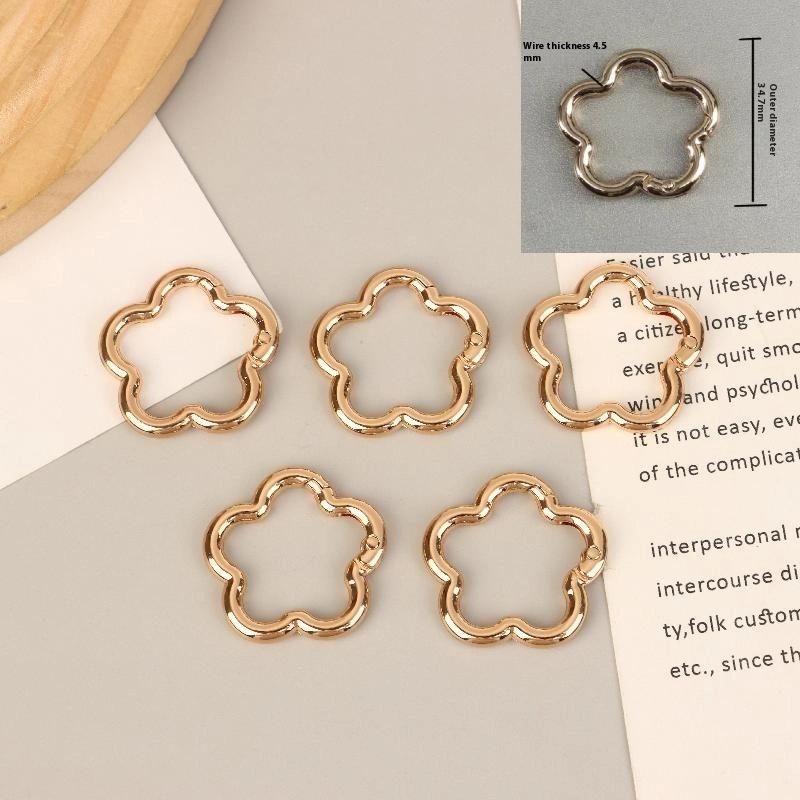 5Pcs Star Duck Flower Shape Spring Ring Open Buckle Carabiner Snap Clip For Leather Bag Handbag Belt Strap Connector