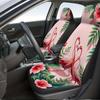 2 Stück Rosa Flamingo Tropische Blumen Autositzbezüge - Weiche Ganzjahres-Passform für die meisten Limousinen & SUVs, Lebendiges Rosa & Grünes Design Wi